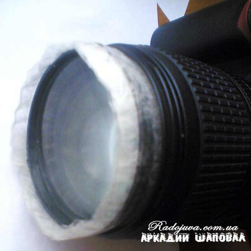 view of the lens with a homemade lens