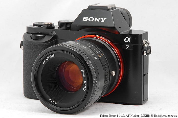 Nikon 50mm 1: 1.8D AF op een Sony a7 camera