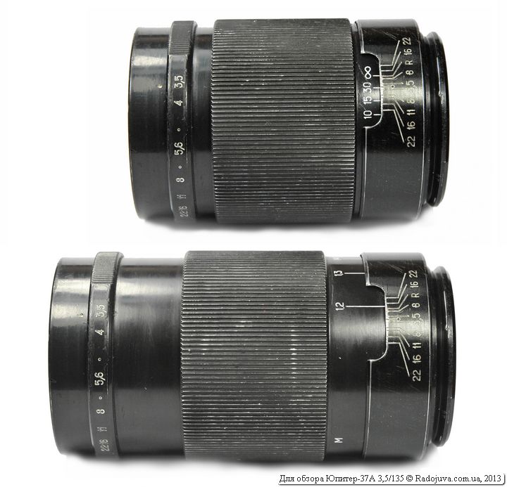 Changing the size of the lens Jupiter-37A 3.5 135 when focusing from infinity to MDF