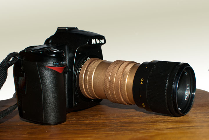 View of the camera with macro rings