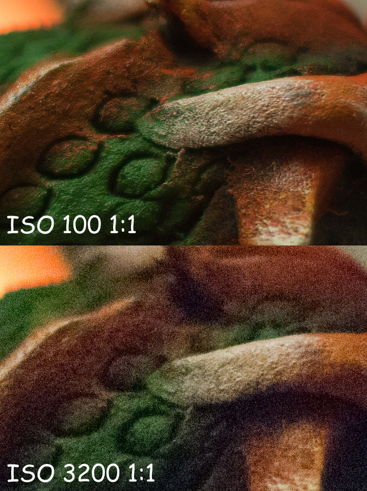 Noise at different ISO. Example 1 to 1 increase