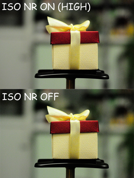 Two photos with and without noise reduction