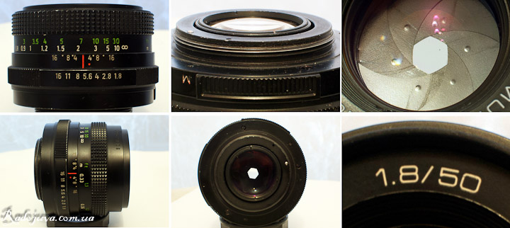 View of Pentacon auto 1.8 50 Multi coating from different angles