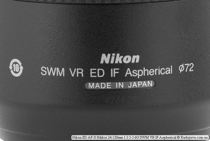 Метки на Nikon ED AF-S Nikkor 24-120mm 1:3.5-5.6G SWM VR IF Aspherical
