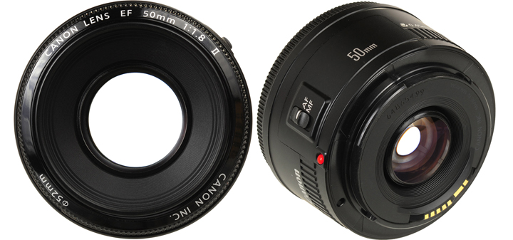 Canon EF 50mm F / 1.8 II front and rear view