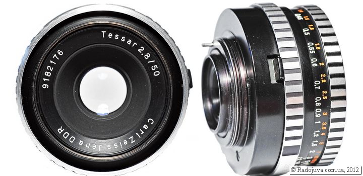 Objectif Carl Zeiss Jena DDR Tessar 2.8/50 (zebra)