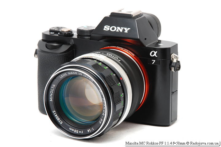 Minolta MC Rokkor-PF 1:1.4 f=58mm en una cámara Sony a7