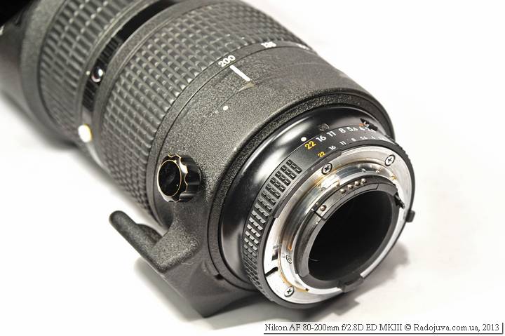 Lens mount view Nikon ED AF Nikkor 80-200mm 1: 2.8D MKIII review