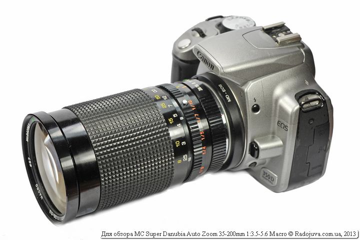 Объектив MC Super Danubia Auto Zoom 35-200mm на современной камере