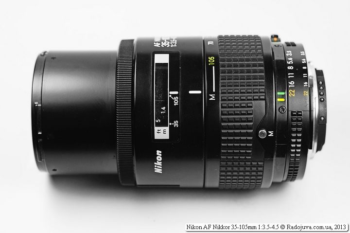 View of Nikon 35-105 at maximum focal length and minimum focusing distance