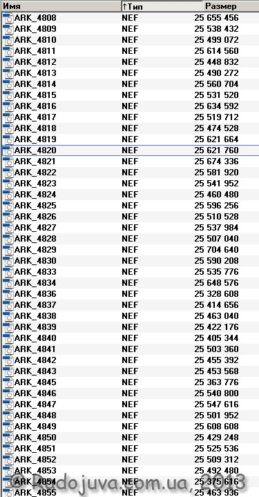 Размеры NEF файлов на моей камере Nikon D700