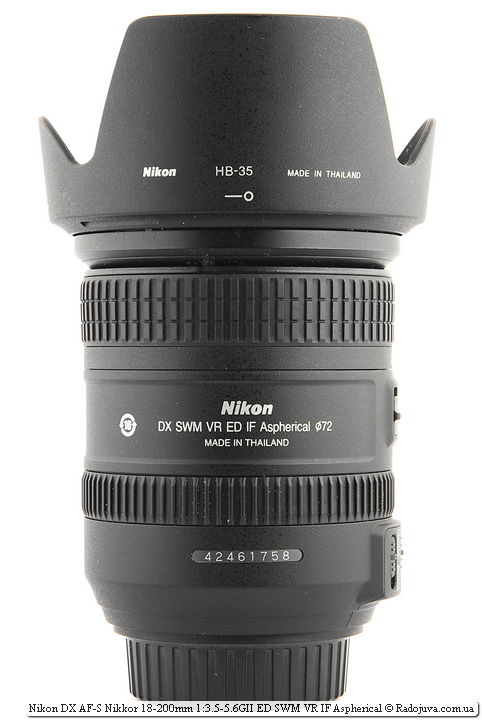 Nikon DX AF-S Nikkor 18-200mm 1: 3.5-5.6GII ED SWM VR IF Aspherical with Nikon DB-35 native hood