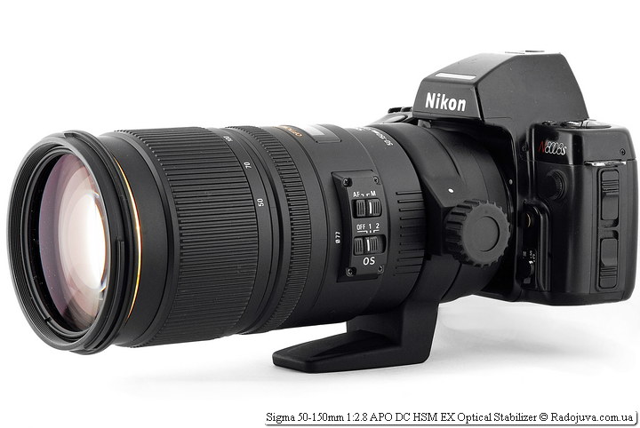 Вид Sigma AF 50-150 mm F 2.8 EX DC OS HSM на камере