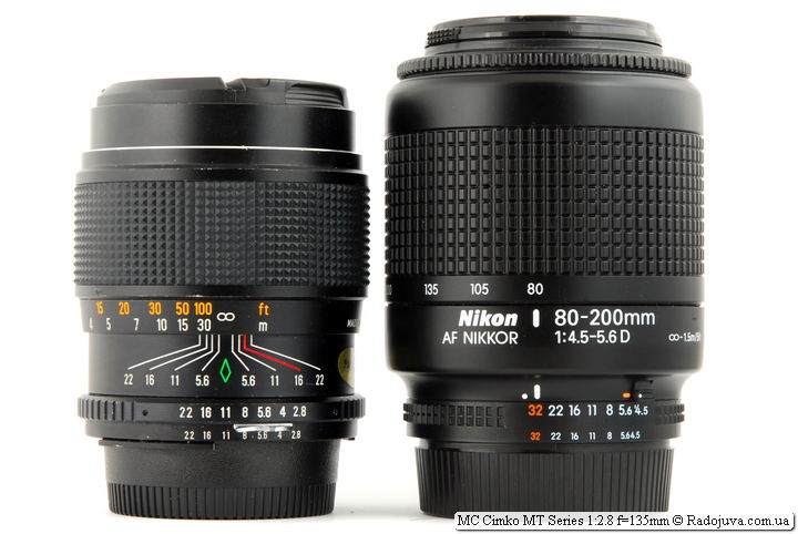 MC Cimko Serie MT 1:2.8 f=135 mm y Nikon 80-200 mm AF Nikkor 1:4.5-5.6D