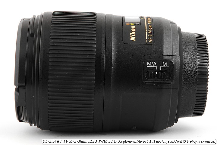 Interruptor de modo de enfoque Nikon N AF-S Nikkor 60 mm 1: 2.8G SWM ED IF Asférico Micro 1: 1 Nano Crystal Coat