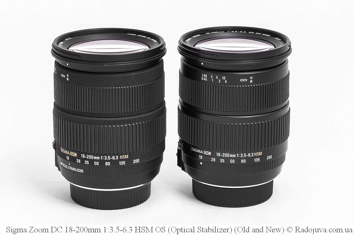 Two versions of Sigma Zoom DC 18-200mm 1: 3.5-6.3 HSM OS (Optical Stabilizer)