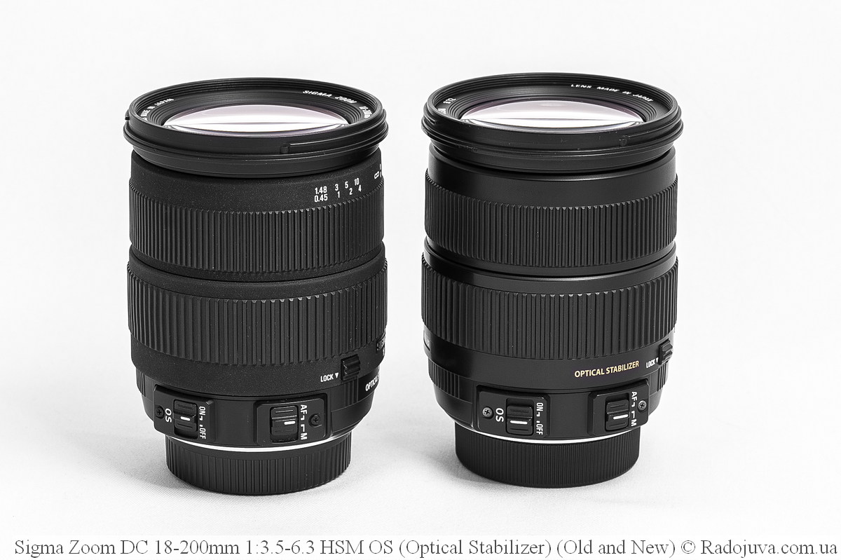 Dos versiones de Sigma Zoom DC 18-200 mm 1: 3.5-6.3 HSM OS (estabilizador óptico)