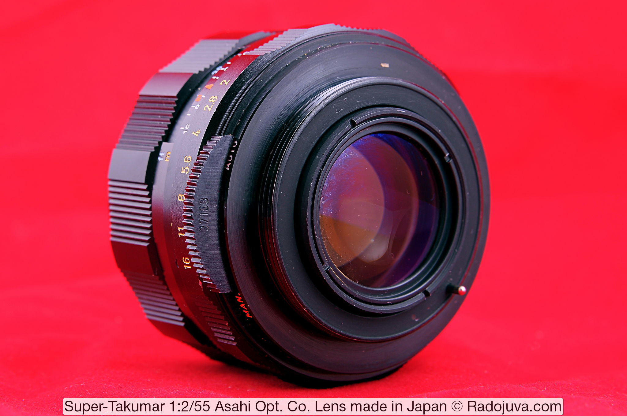 Lens Super-Takumar 1:2/55 Asahi Opt. Co. Lens gemaakt in Japan