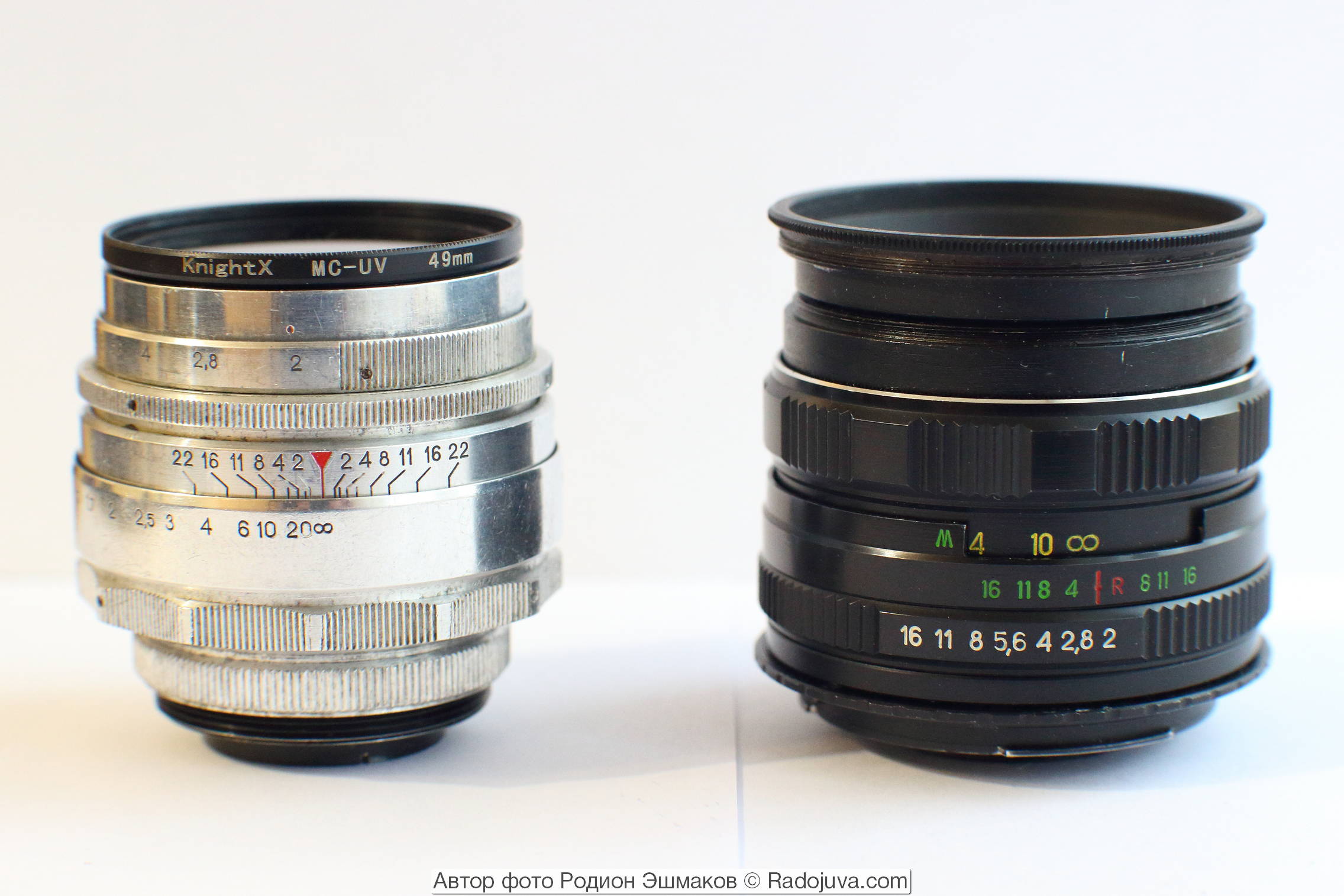 Helios-44P (left) and adapted Helios-65T.