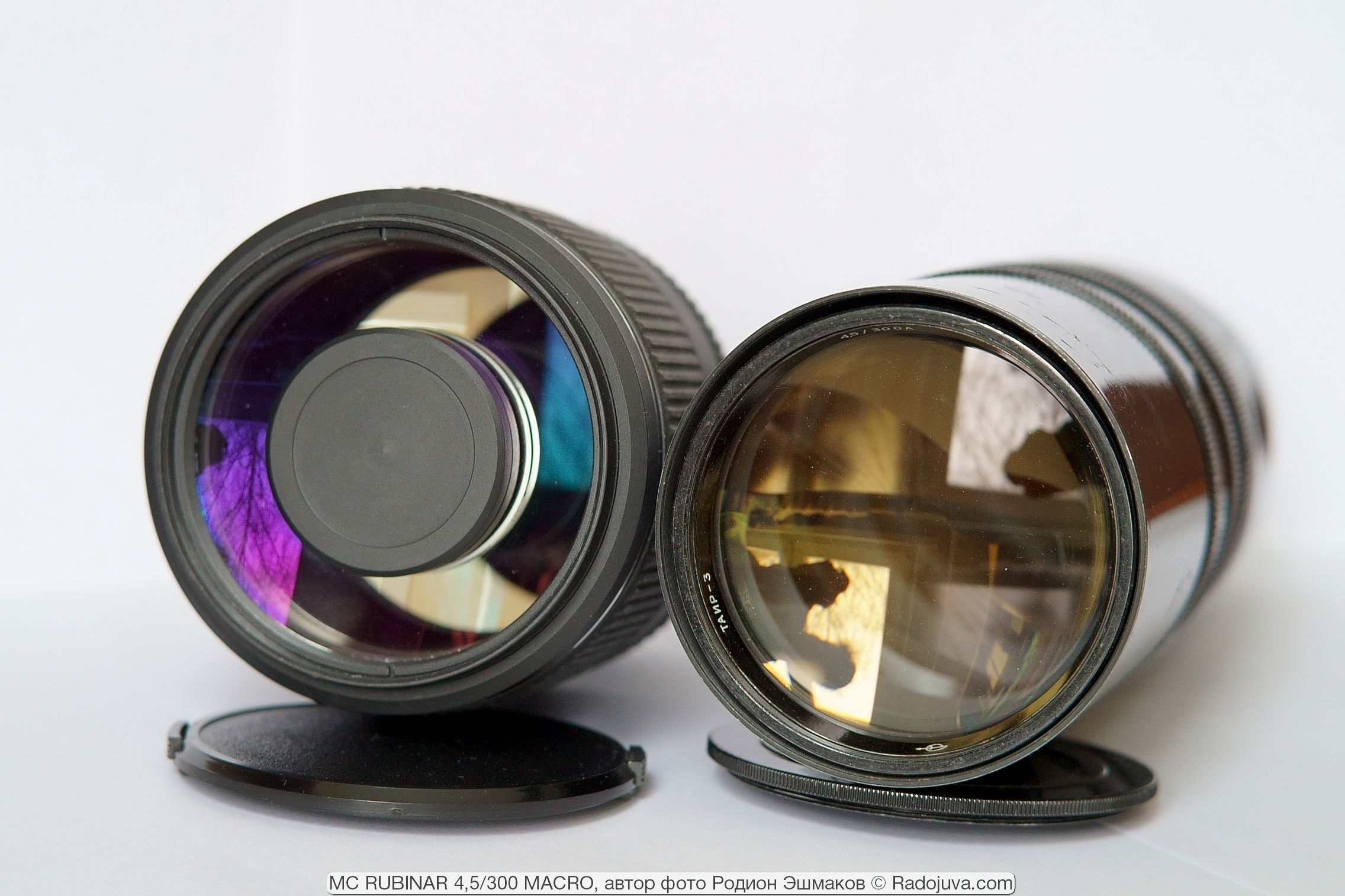 Las lentes frontales de Tair-3A 300/4.5 y Rubinar 300/4.5 tienen los mismos diámetros, pero diferente área de trabajo.