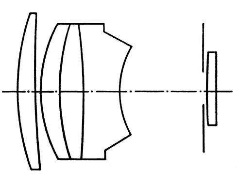 Принципиальная оптическая схема объектива ПНВ ТВНО-2Б.