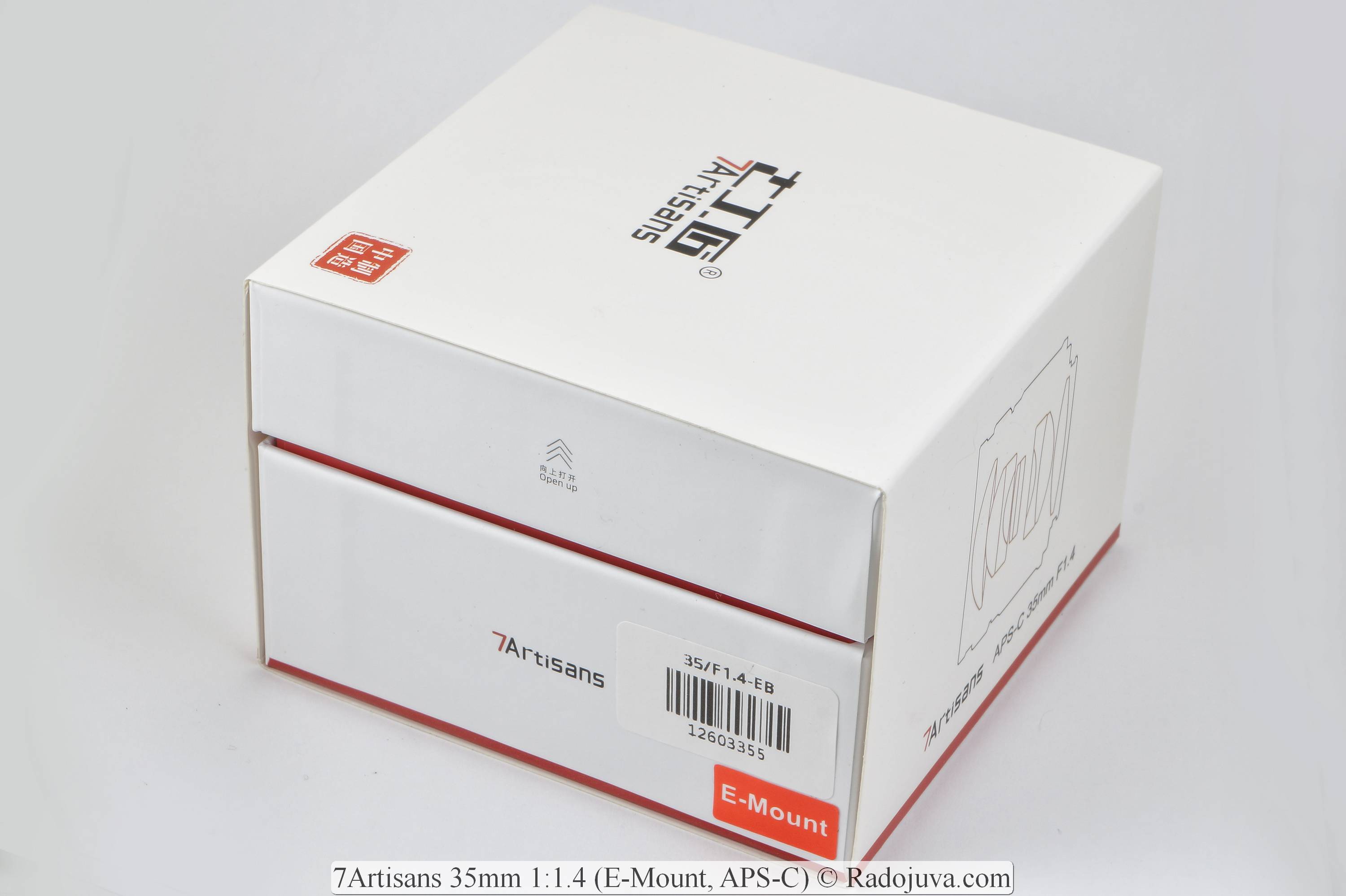 Box containing 7Artisans 35mm 1:1.4 lens