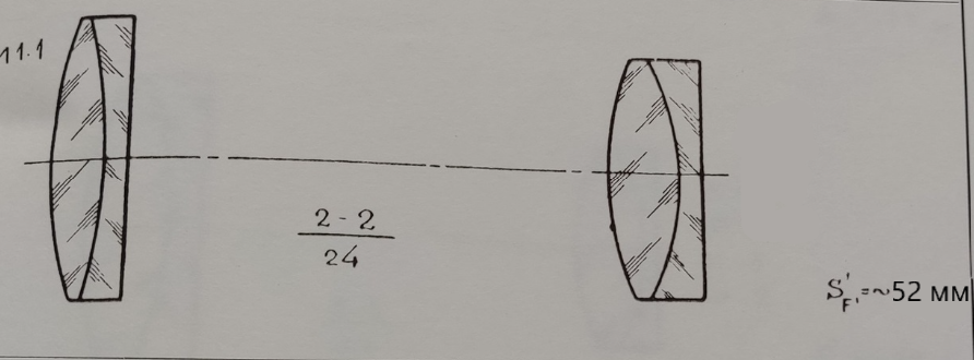 Drawing of the optical scheme of the lens.