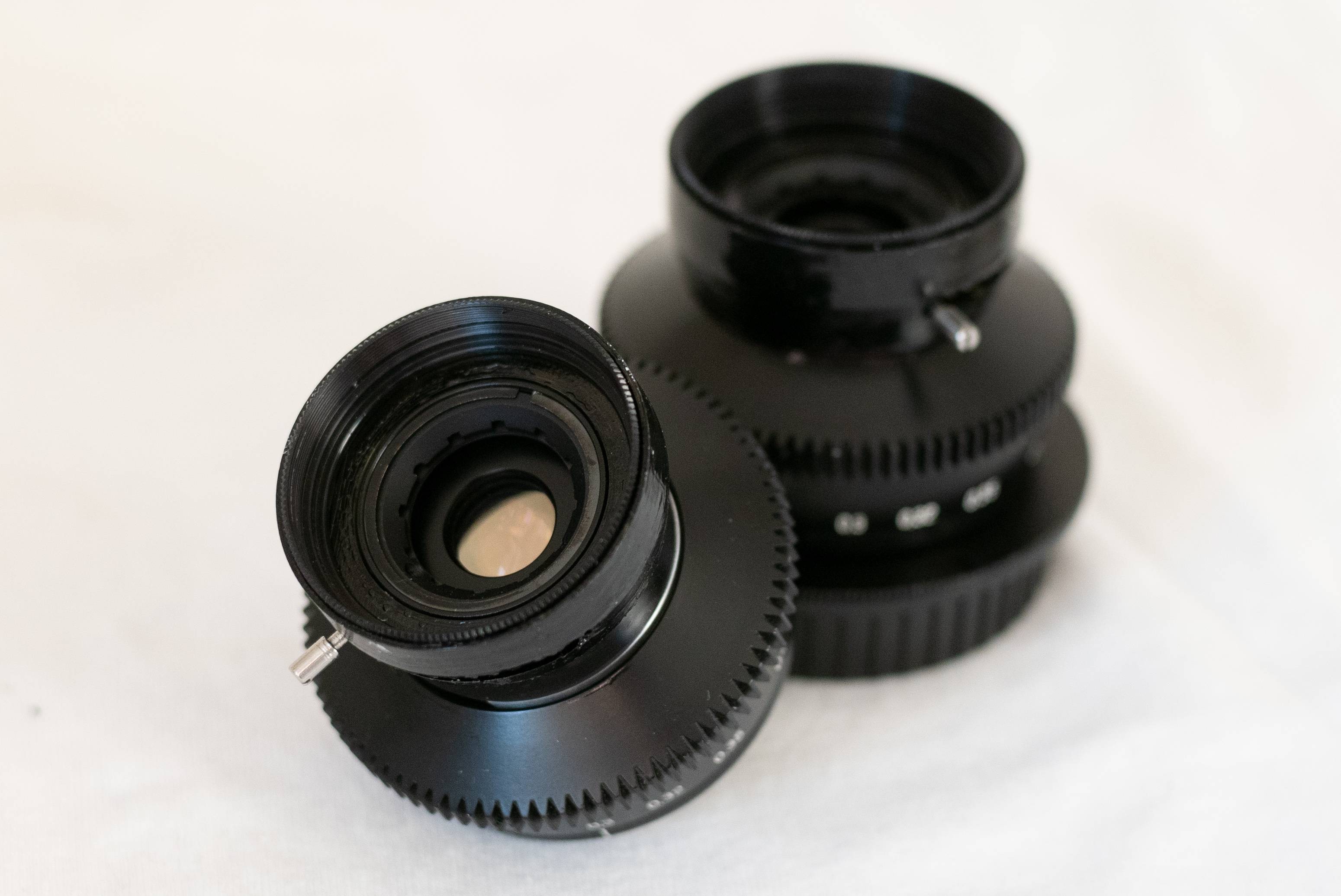A pair of SO-3.1 lenses adapted for modern cameras.