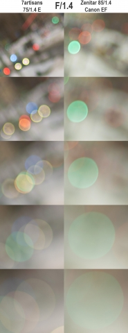 7art 75 14 vs Zenitar 85 14 bokeh f14 corner